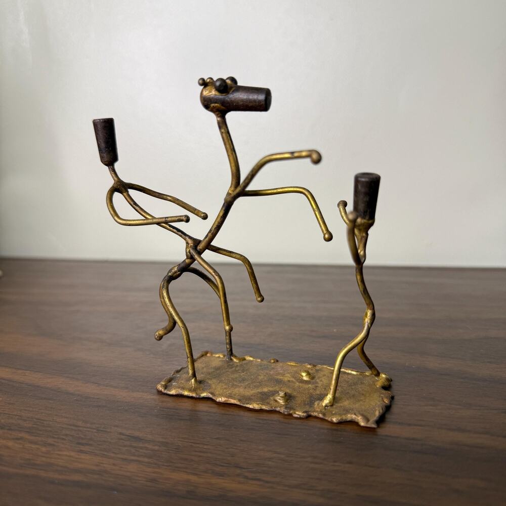 Vintage Welded Metal Figurine Horseback Riding Equestrian Decor